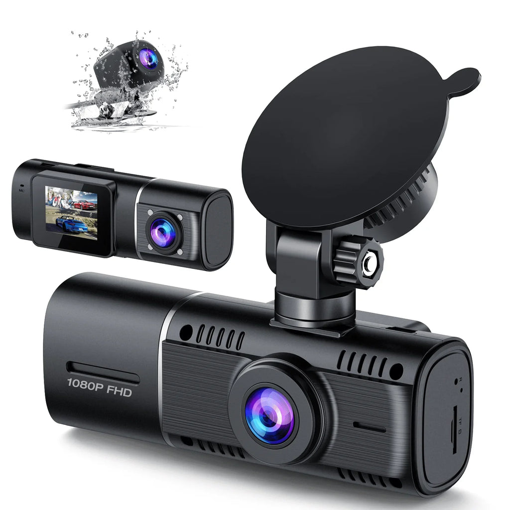 with Motion 3 TOGUARD Three IR Way Cam Channel Car Parking and Dash Detection Vision Triple 1080P Inside Night Rear Front Camera Lock Dash Monitor Camera Accident