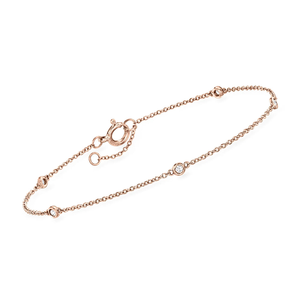 Pure RS 0.10 t.w. Adult ct. Ross-Simons in 14kt Diamond Station Gold, Bracelet Rose by Women's,