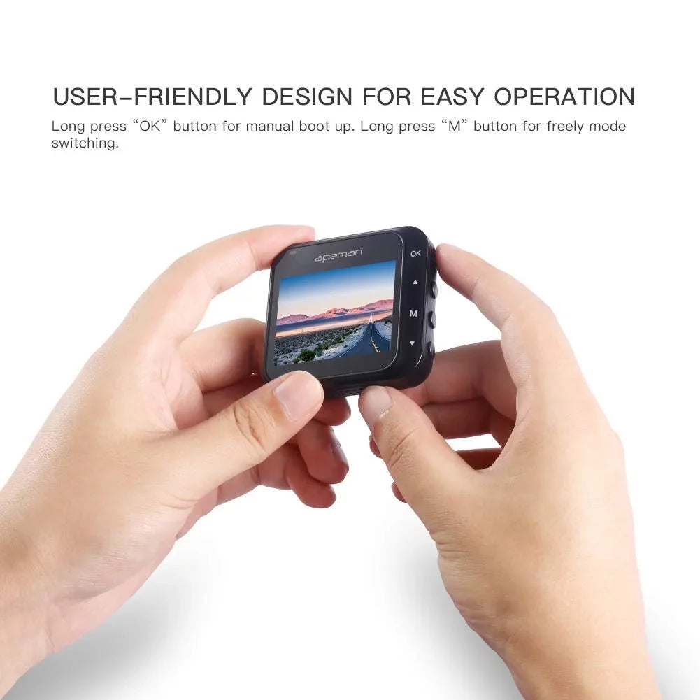 1080P Dash Full Angle, APEMAN Wide HD 170° Cam Vision Driving Car Loop Recorder Night Recording, Mini Detection, G-Sensor, Motion