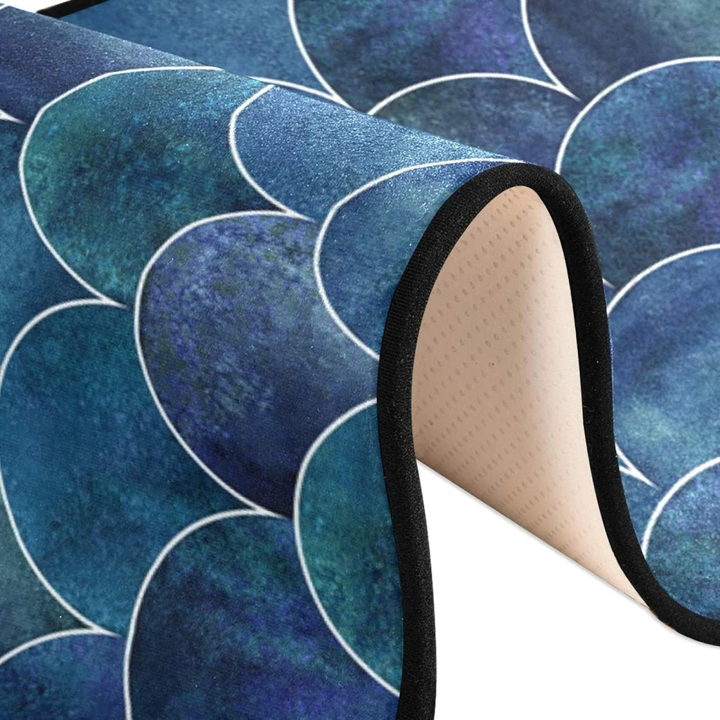 Indoor Long 2x6 Cushioned Japanese Mats Scale Fish Entryway Hallway 72x24 Floor inch Non-Skid Rugs Wave for Washable Runner Ocean and Kitchen Rugs