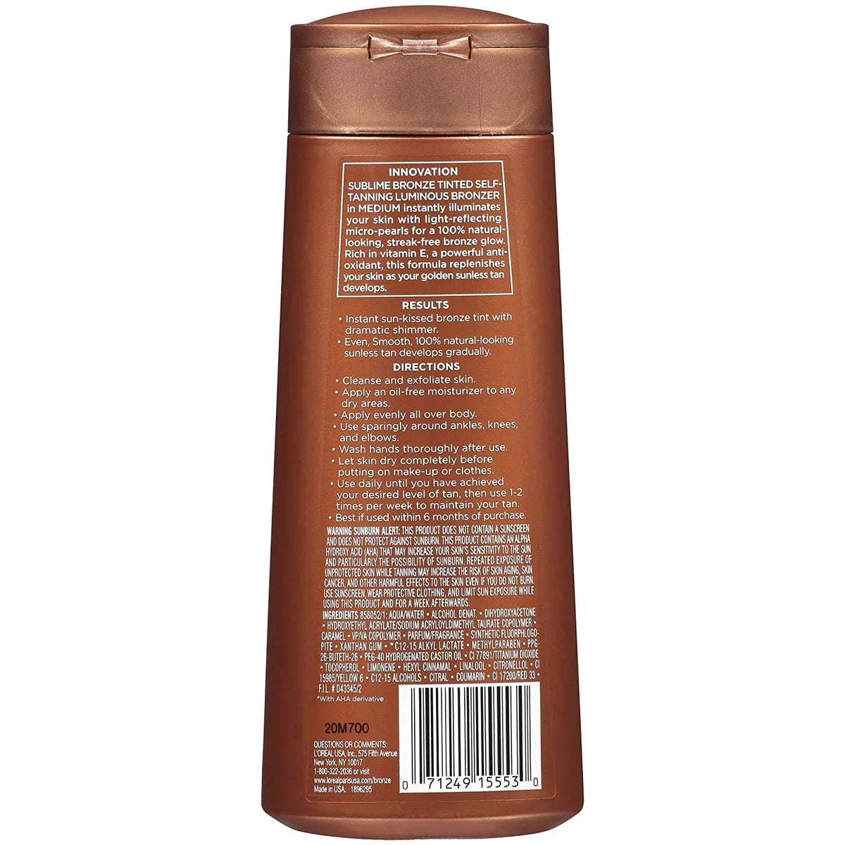 L'Oreal 6.7 Self-Tanning Sublime Medium Tinted oz Bronze, Bronzer, Luminous