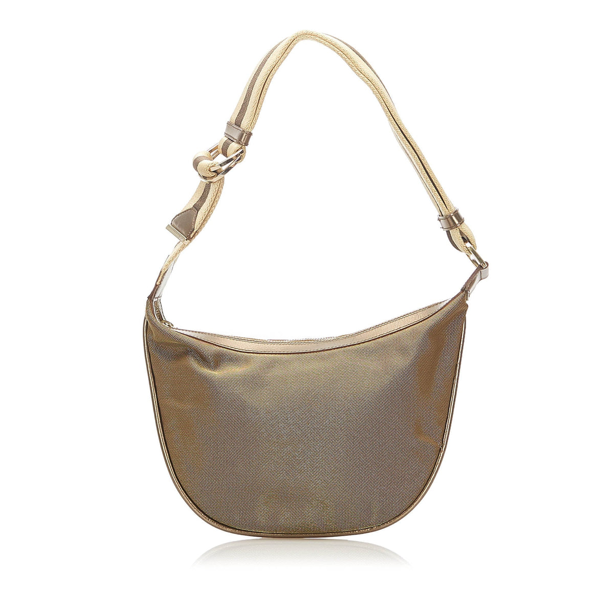 Pre-Owned Web Canvas Brown Fabric Bag Shoulder (Good) Women