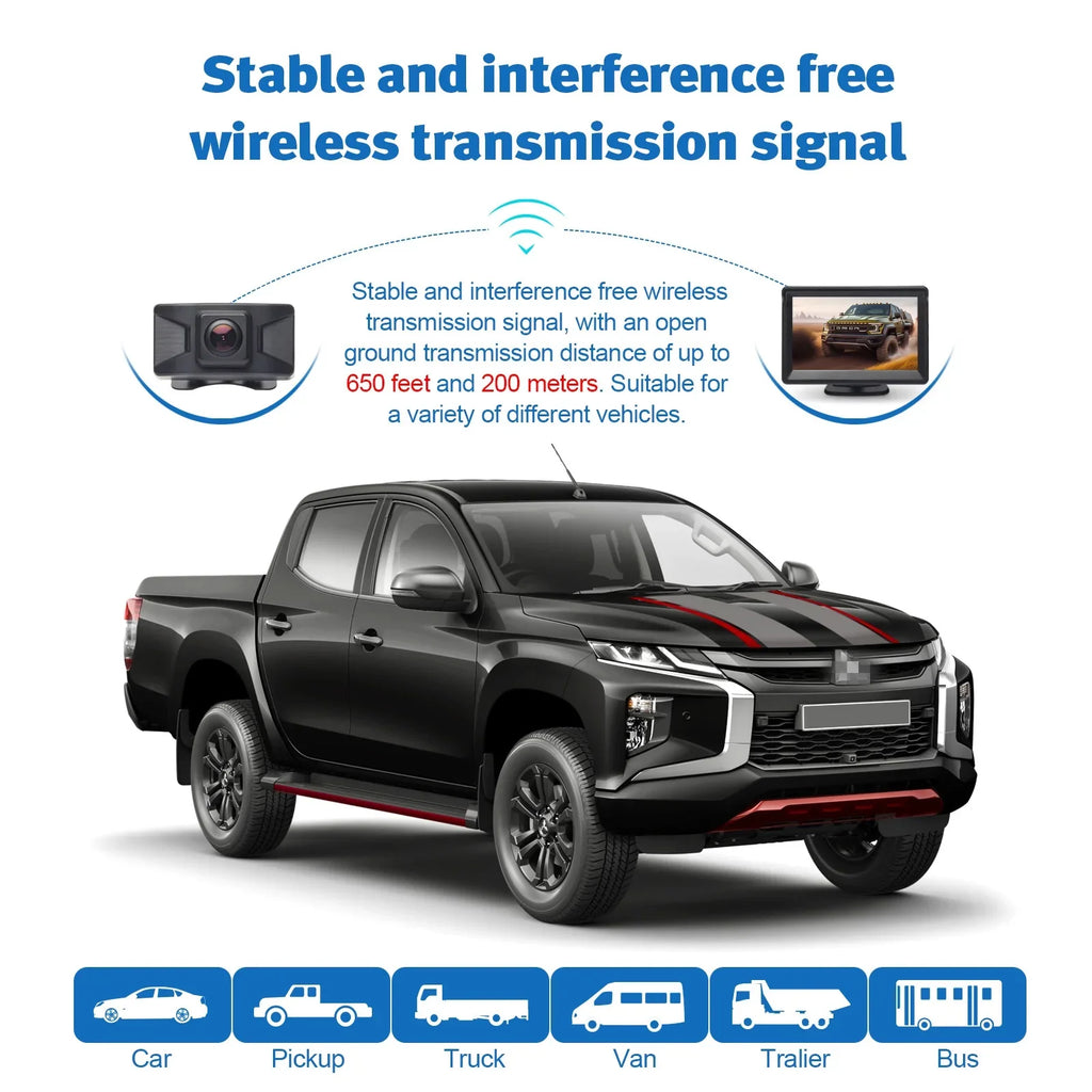 Recorder View Camera Rear Menu Trailer Camper Van Inch Camera OSD Kit Camera Truck with Car Video HD 5 Reverse Backup for Wireless DVR 720P LCD Monitor