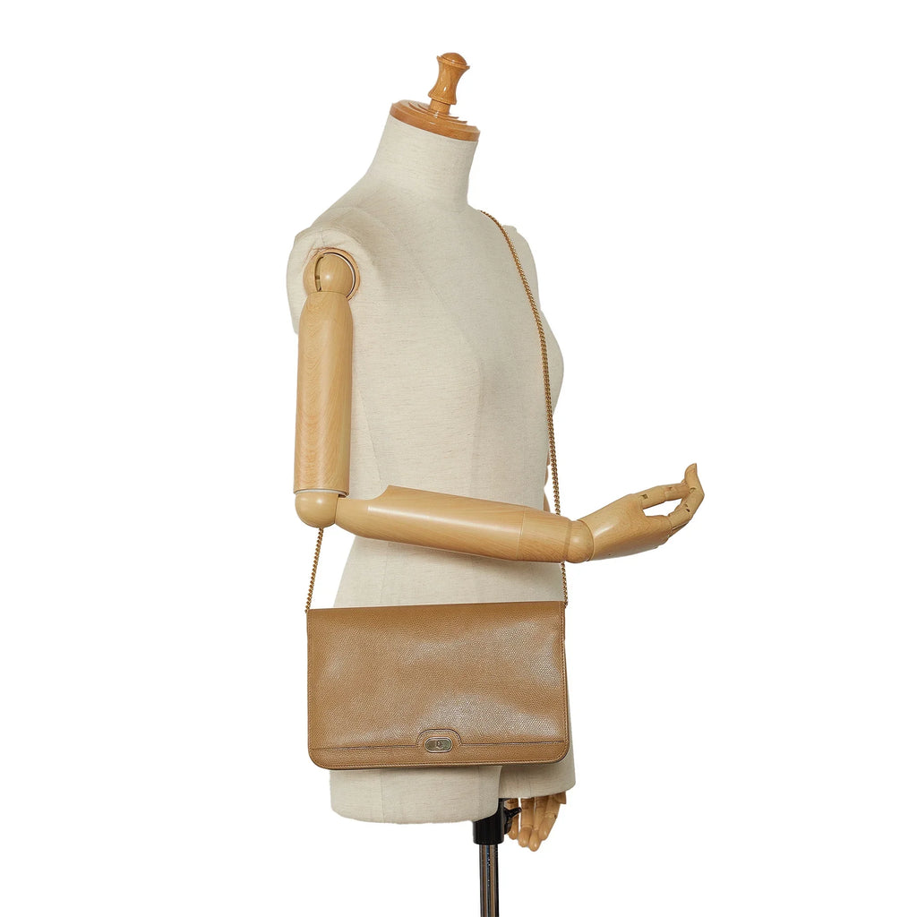 Brown (Good) Leather Crossbody Unisex Pre-Owned Calf Bag Authenticated Chain Dior Crossbody