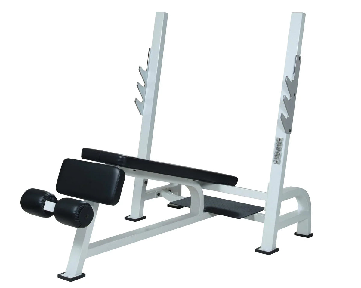 Bench Racks, White With Olympic STS Press Decline