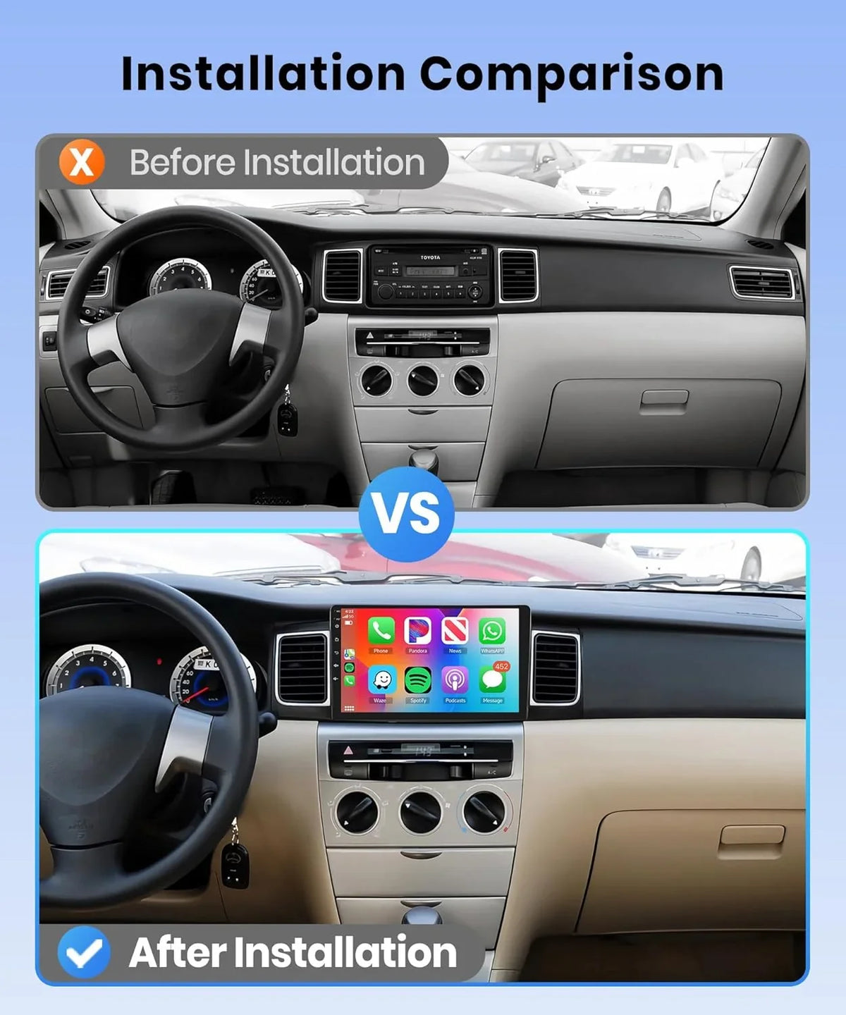 '+ USB Mirror Corolla Toyota Bluetooth 2007-2012 Car Radio for Android with THONZER Touch Stereo 1G+32G Screen SWC WiFi Inch Carplay, Rimoody Camera 9 Car Link Wireless GPS FM RCA ex Backup