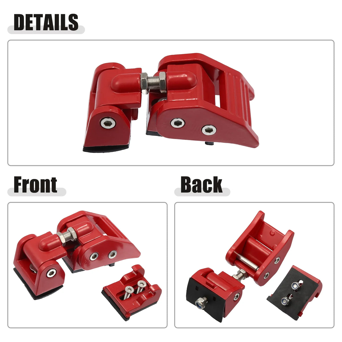 Hood Door Catch 4 Red Front & Unique Fit Jeep 2 Unlimited Wrangler for Door JK 1 Hood Bargains Locking Latches Pair