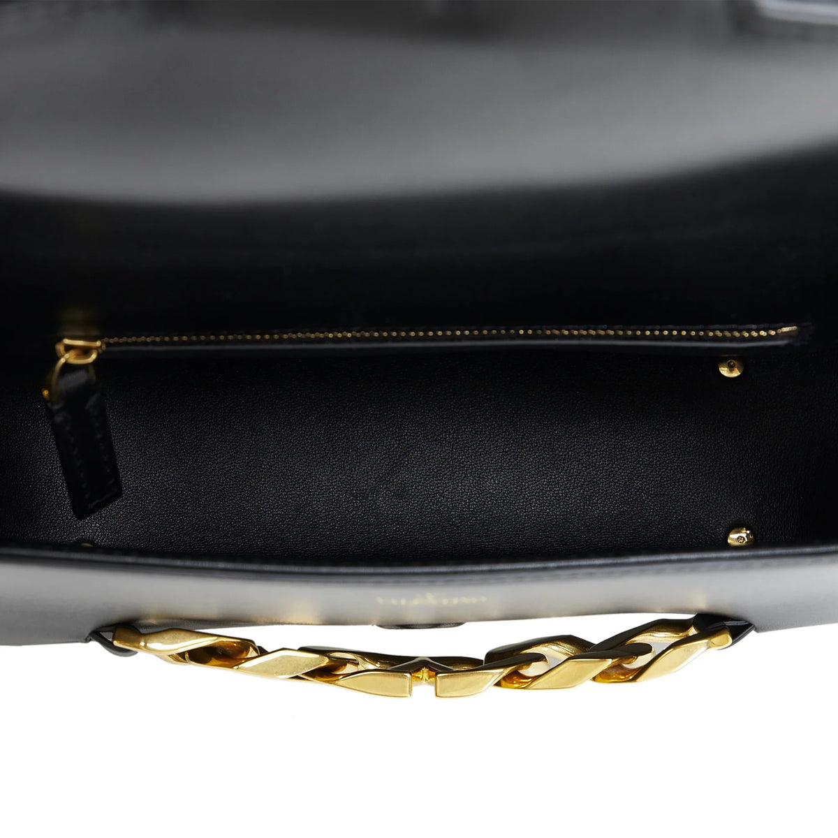 Leather Authenticated Bag Valentino (Good) Vlogo Chain Pre-Owned Black Unisex Shoulder Calf