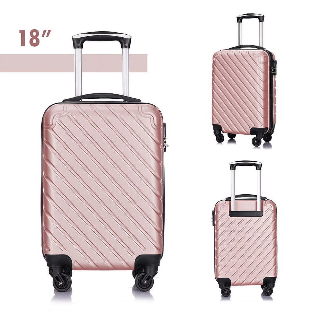4 Luggage Luggage Piece gold rose Cover&Hanger Spinner Hardshell with On Suitcase,Carry Free Wheels Sets,Travel Inside