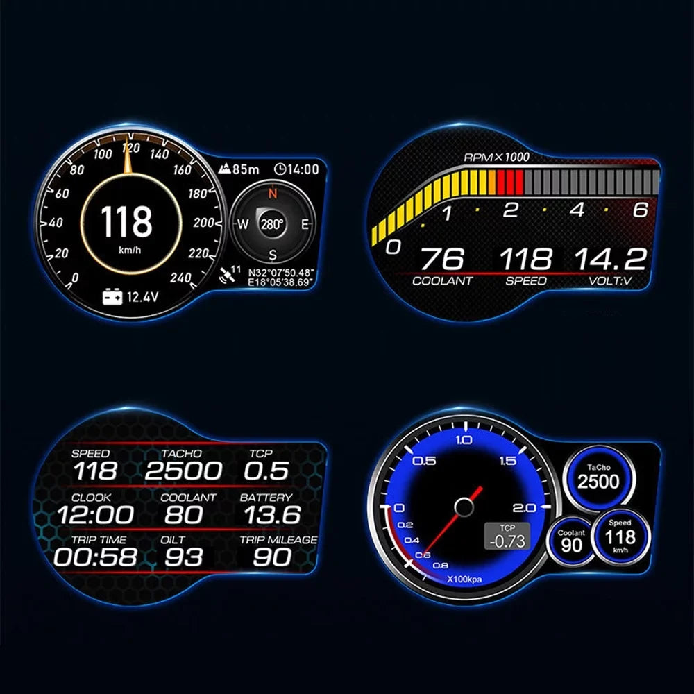 Moobody Display Car Oil RPM, Temperature Clock, Head-Up Speedometer, Speed for Monitoring: & liquid