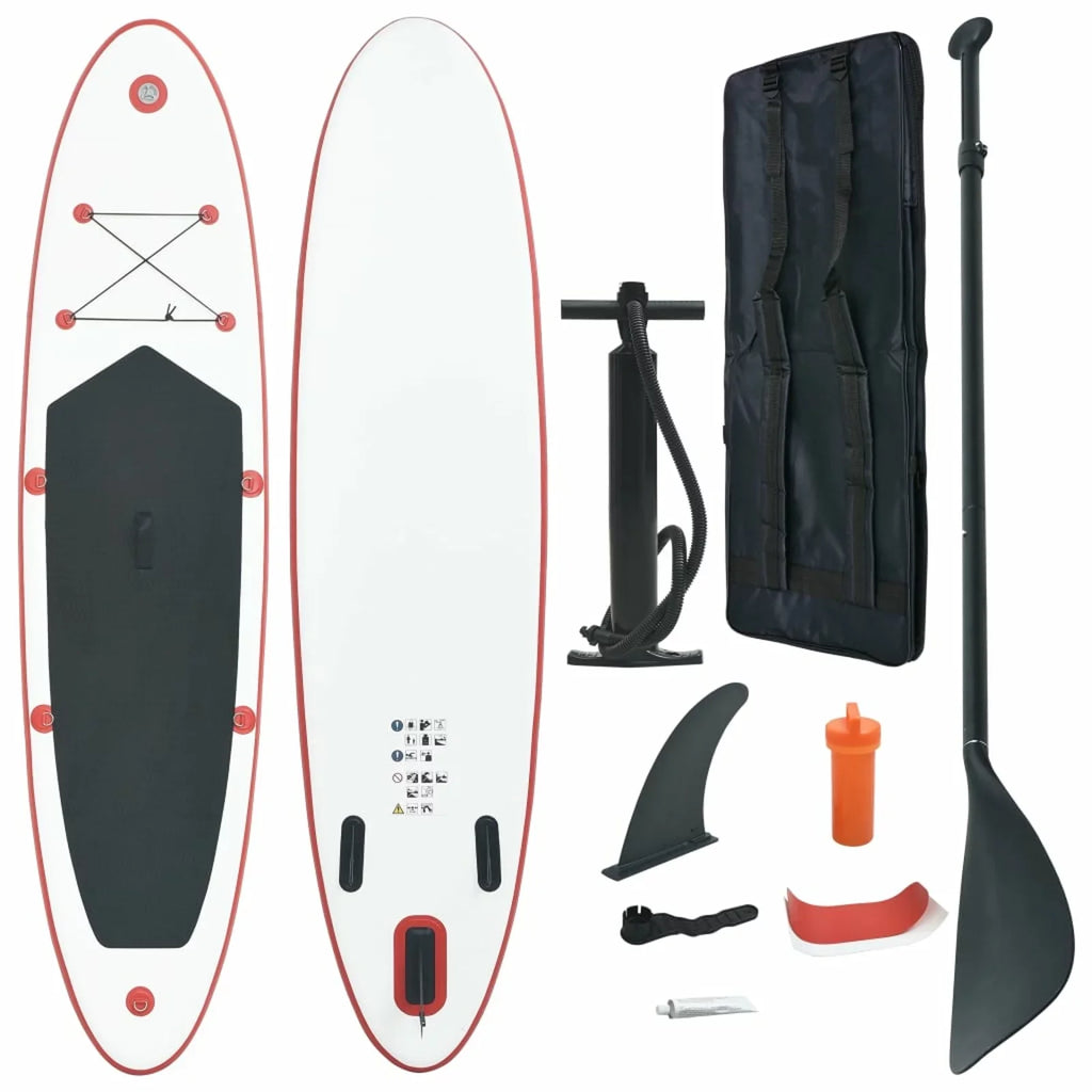 Red and Inflatable Set Paddleboard White Walmeck