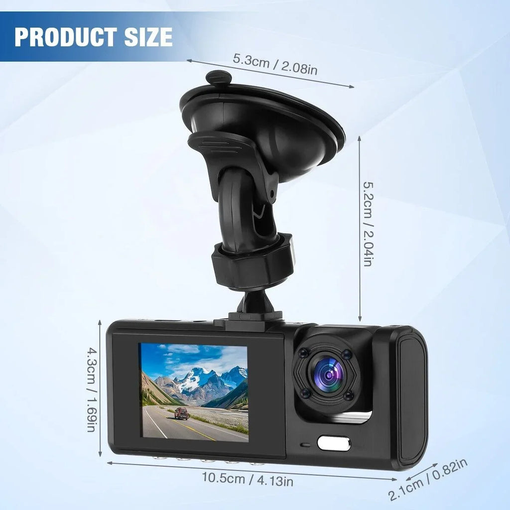 Car Recorder 1080P G-sensor Dash Lens Camera Dual Front/Rear/Inside Video Cam