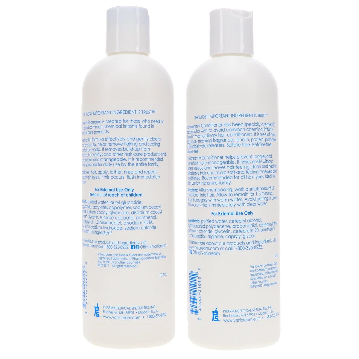 Shampoo oz Conditioner Pack & 12 Combo 12 oz Vanicream
