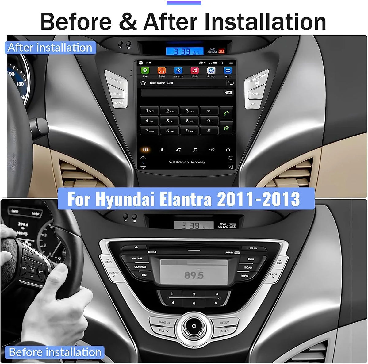 Stereo Car for 2013 Backup 2012 Link FM Bluetooth Mirror Podofo WIFI Android 2011 USB, 9.7'' Touchscreen 2G+64G GPS with Radio Elantra Camera Hyundai