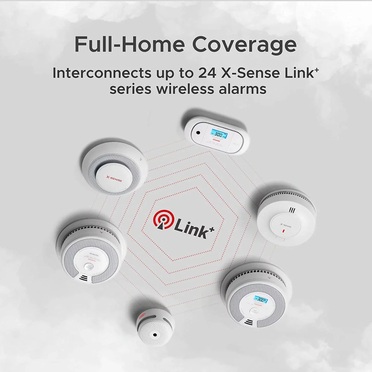 X-Sense Transmission ft Smoke Interconnected Photoelectric with Wireless 820 SD19-W Range, Detector, over