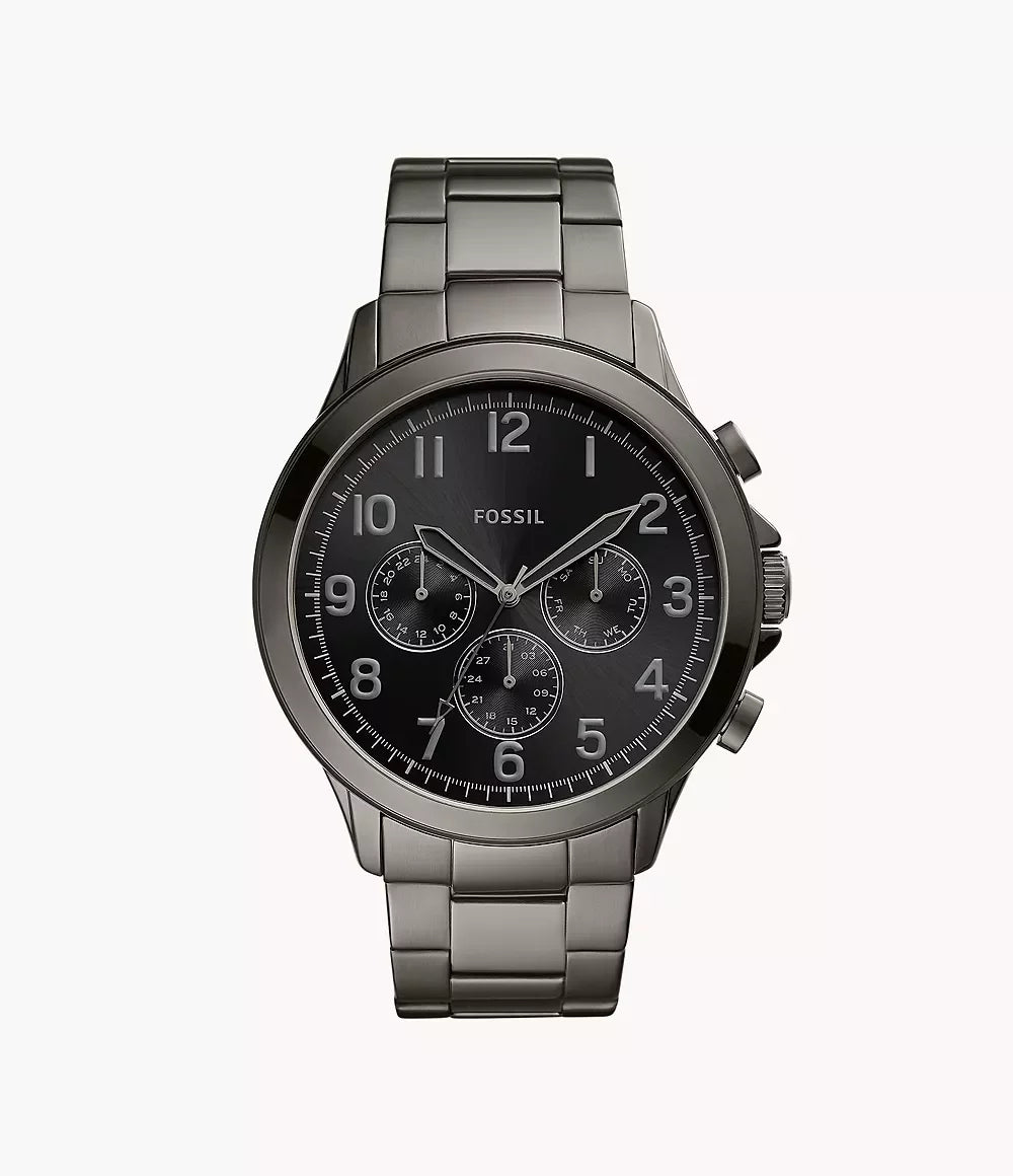 GUNMETAL SMOKE YORKE MEN'S FOSSIL BQ2539 CHRONOGRAPH WATCH GREY