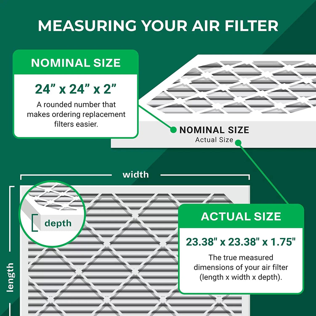 Pleated Filters AC MERV Air 24x24x2 (3-Pack) 13 Furnace HVAC Filterbuy