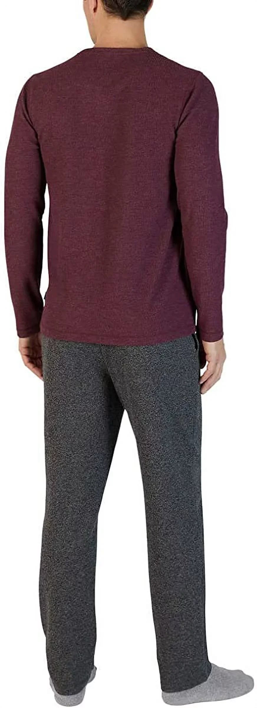 top charcoal gray 2-Piece Sleep Pajama PJ Medium) Set Men's Bauer ((burgundy bottom, Eddie / Lounge
