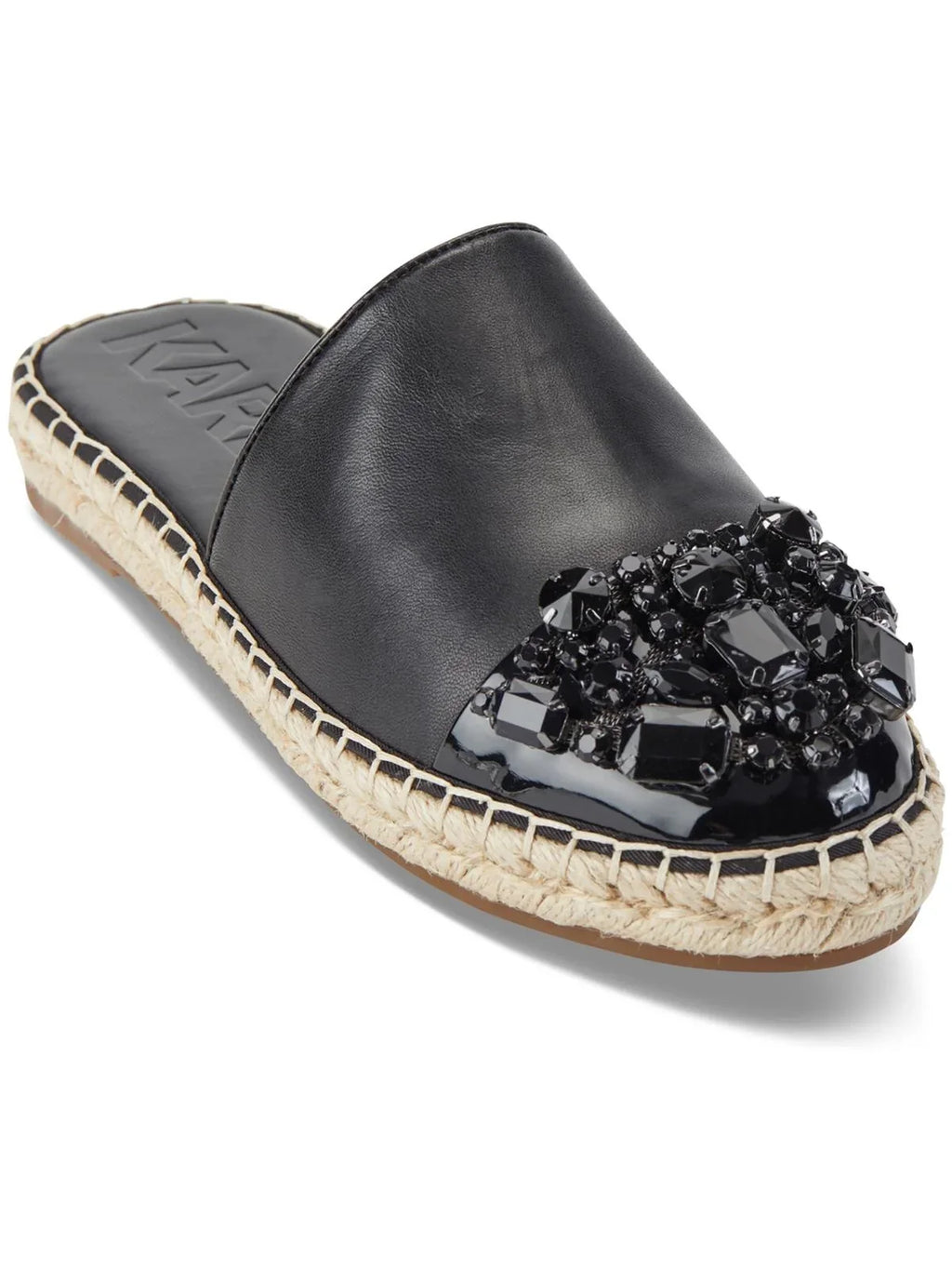 Womens Leather Paris Maxwell Lagerfeld Embellished Espadrilles Karl