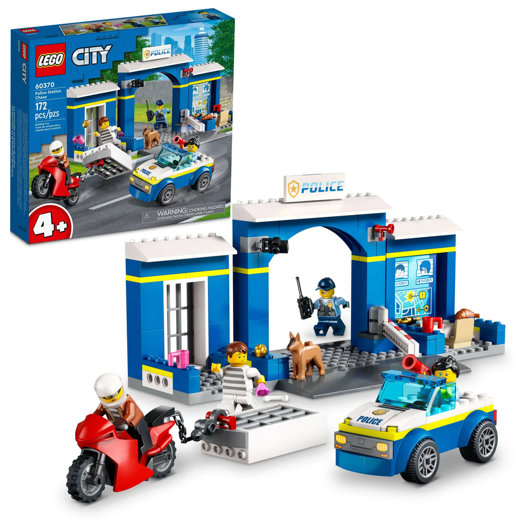 LEGO Toys Dog Station Minifigures Figure, Playset Motorbike, with 4 Years 60370, Car City Toy Police Chase and Jail, Kids for and Breakout Plus 4 Old