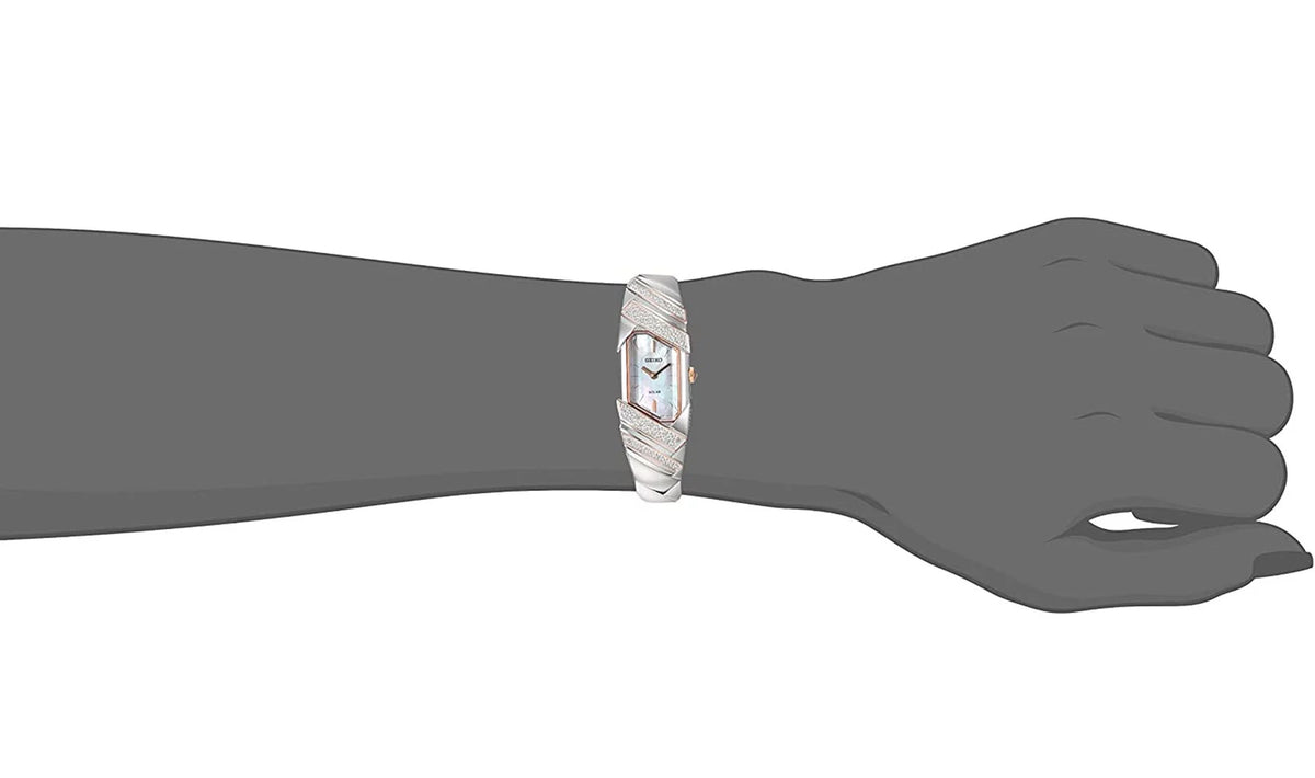 SUP332 Mother Diamond Dial and Pearl of with Seiko Steel Women's a Stainless Watch Solar