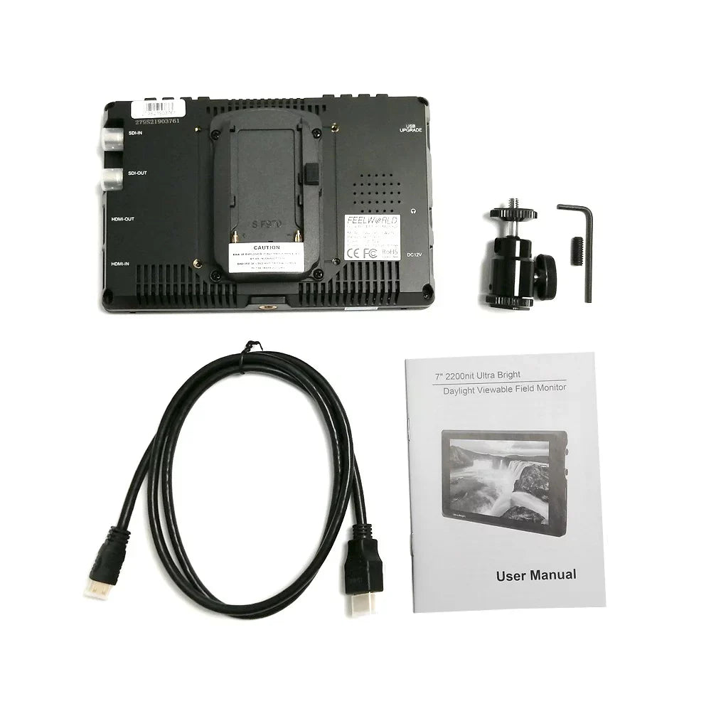 4K FEELWORLD Viewable Design Thin Outside 7 Output Direct / FW279S in Sunlight 3G-SDI 2200nit IPS for Monitor Bright Panel Viewable Daylight Inch 1920*1200 Input Ultra Field Even