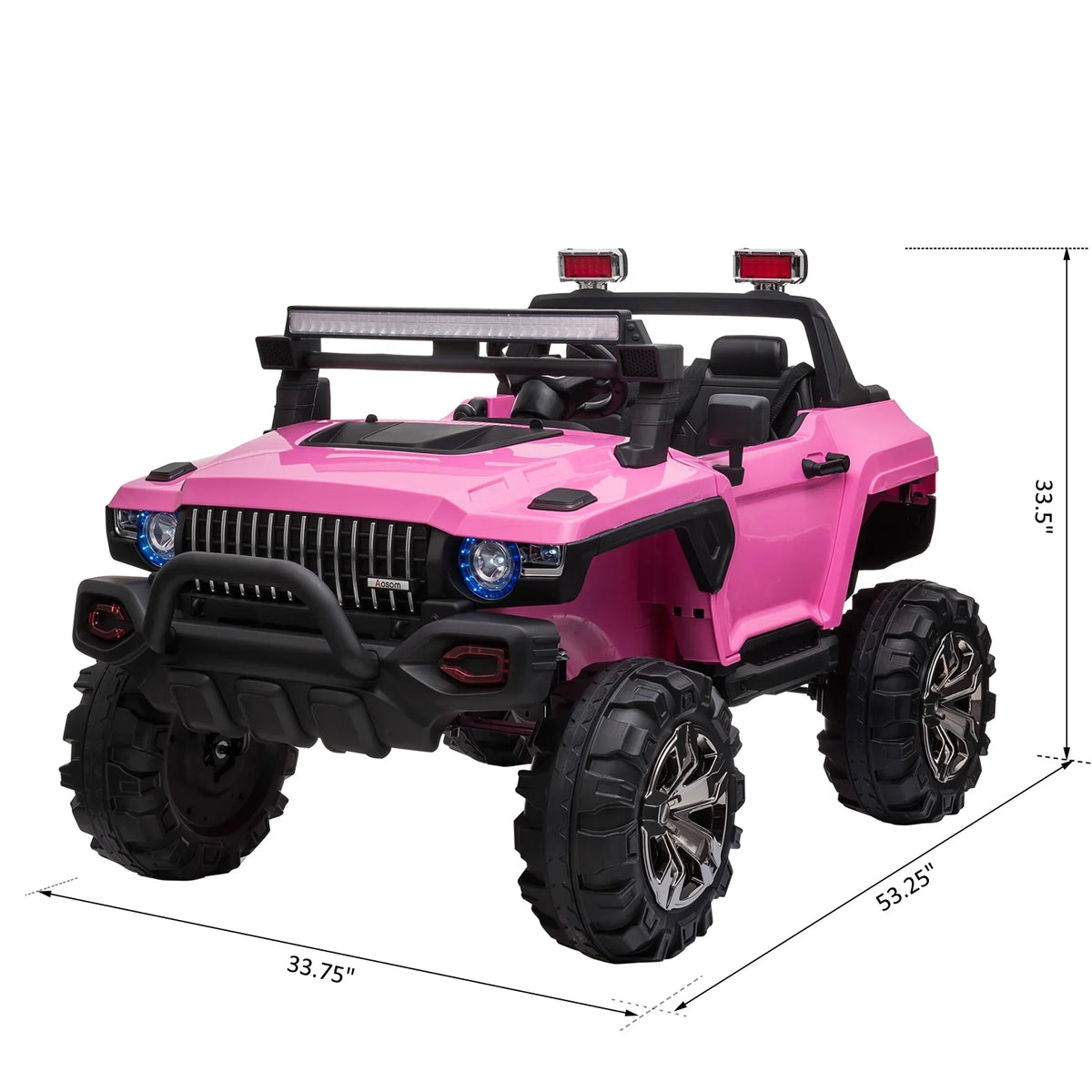 Electric Parental Pink Toy with Car Police Remote 12V 2-Seater Ride Kids Aosom SUV Truck Control, On