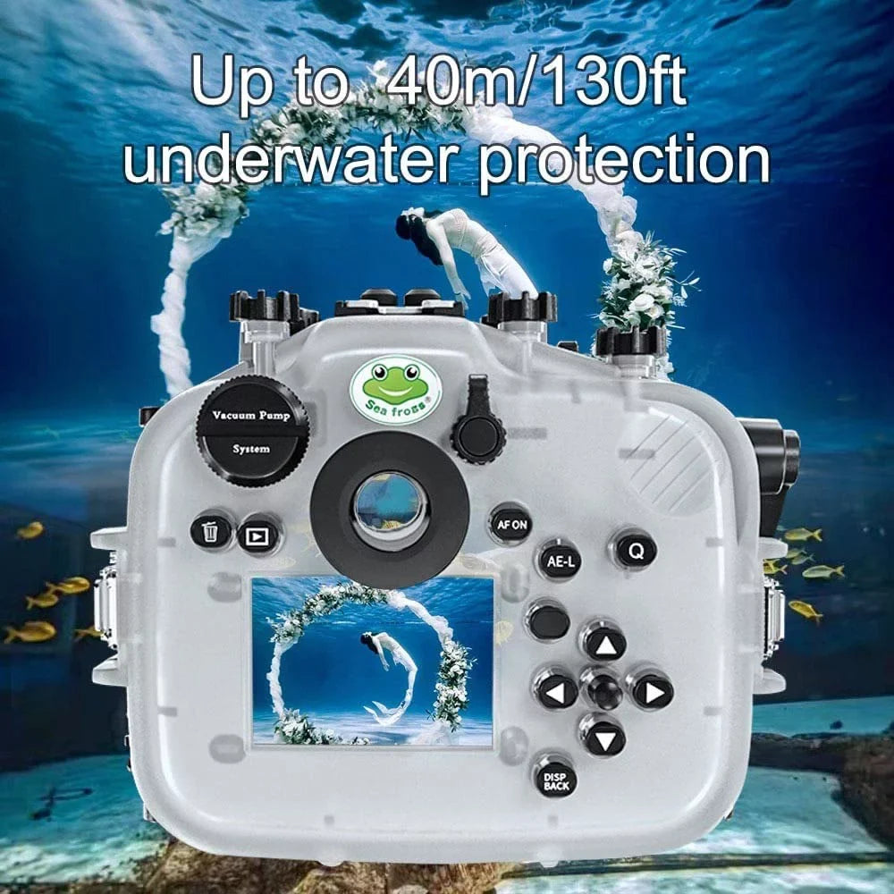 Flat Scuba Fuji Seafrogs X-T4 w/Short [40M/130FT] xt4 Fujifilm Camera Port Waterproof Housing for Underwater Case