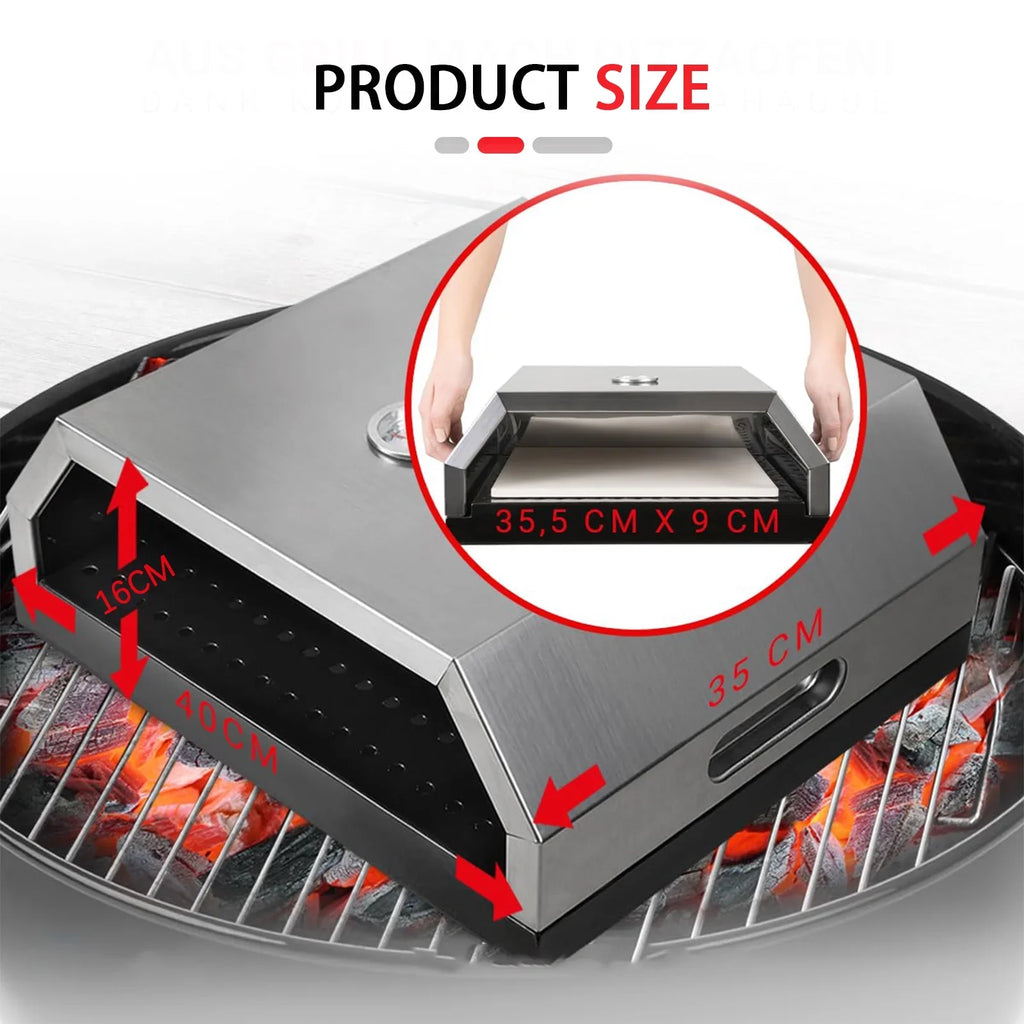 Charcoal Pizza BBQ Home-made Pizza Portable Fits Top Gas & On Oven Handles, Pizza Carry Grill, Any BBQ Oven, Easy Oven, Grill
