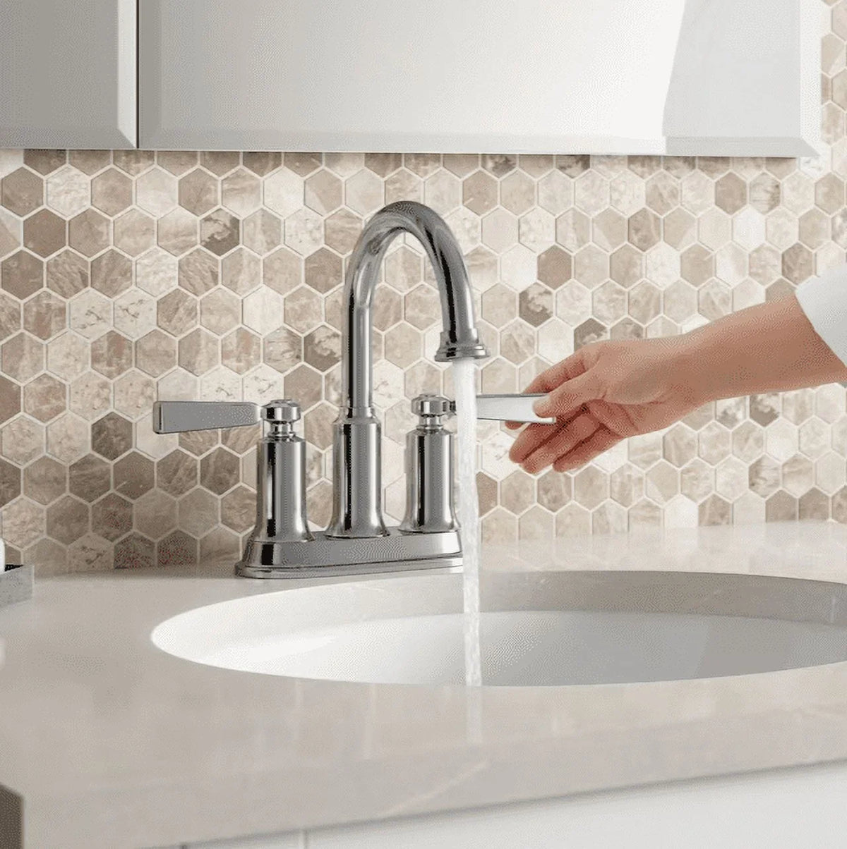 1.2GPM Kohler Chrome Polished Center-Set Sink Aderlee Bathroom Faucet,