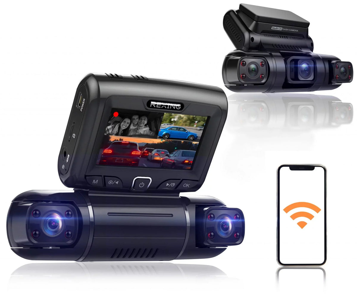 Cam S3 Rexing 1080P+1080p+1080p Cabin, Sides Front, 3-Channel Dash