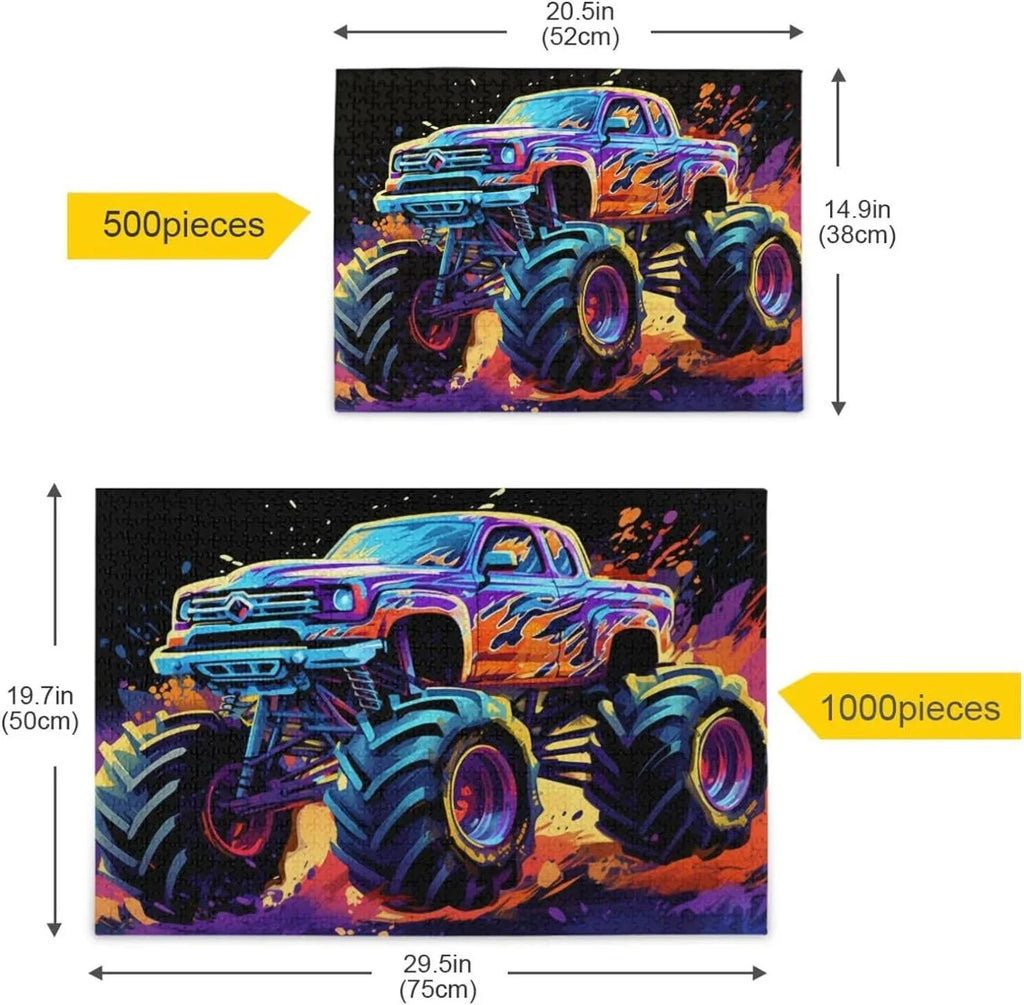 Monster fabric with Puzzle, Puzzle for PCS Kids Gift Composite Paper Wood Neon Jigsaw Bag, Brain Adults, Challenging Friends Zigsaw Storage Parents for 500 Game Family Fun Exercise Truck