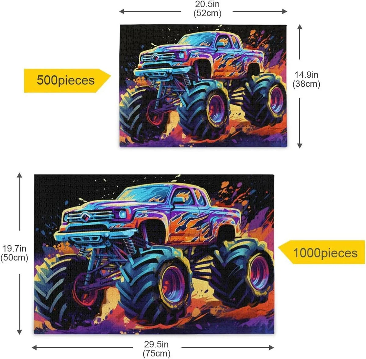 Monster fabric with Puzzle, Puzzle for PCS Kids Gift Composite Paper Wood Neon Jigsaw Bag, Brain Adults, Challenging Friends Zigsaw Storage Parents for 500 Game Family Fun Exercise Truck