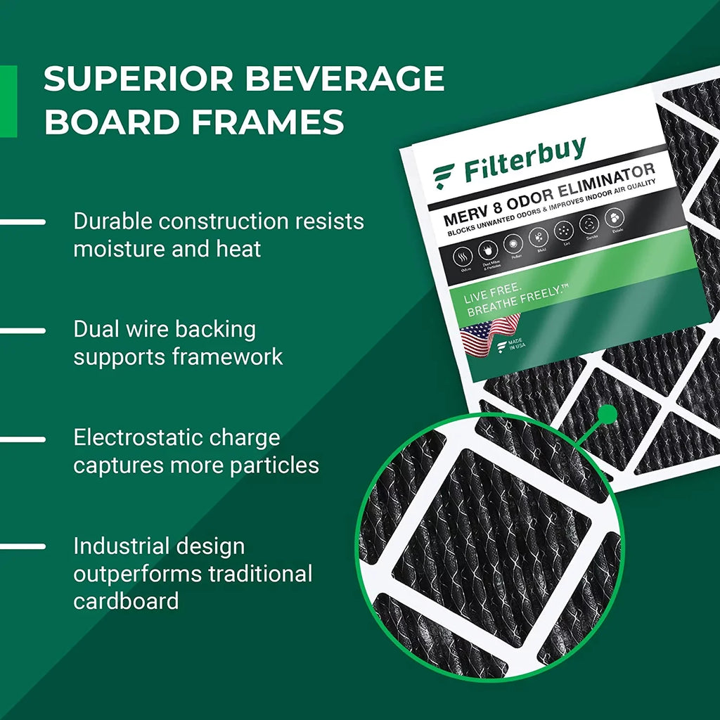 HVAC AC Filters MERV Furnace Activated Filterbuy 12x12x1 (4-Pack) Odor with Carbon Air Pleated Eliminator 8
