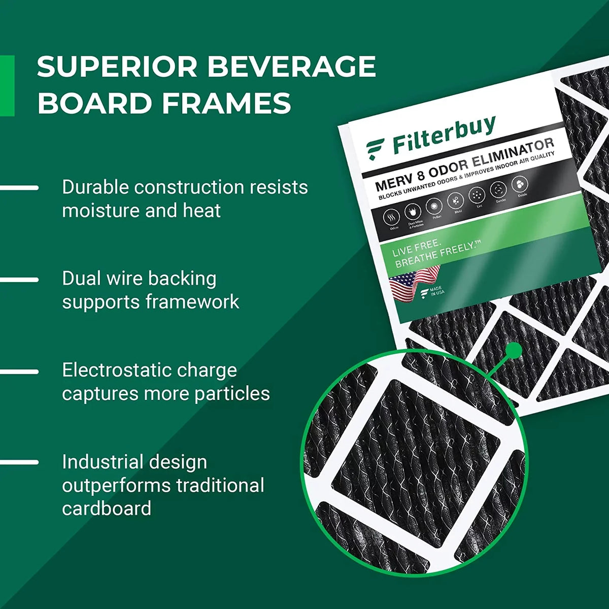 (12-Pack) 16x25x1 Filters Air Odor Eliminator HVAC Pleated with Activated MERV AC Furnace Carbon 8 Filterbuy