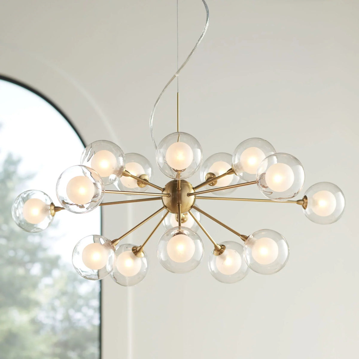 Chandelier Euro Shade Brass 30" Wide Century Spheres 15-Light Dining Sputnik for Kitchen Fixture Room Design Glass Mid Modern Possini Island Antique