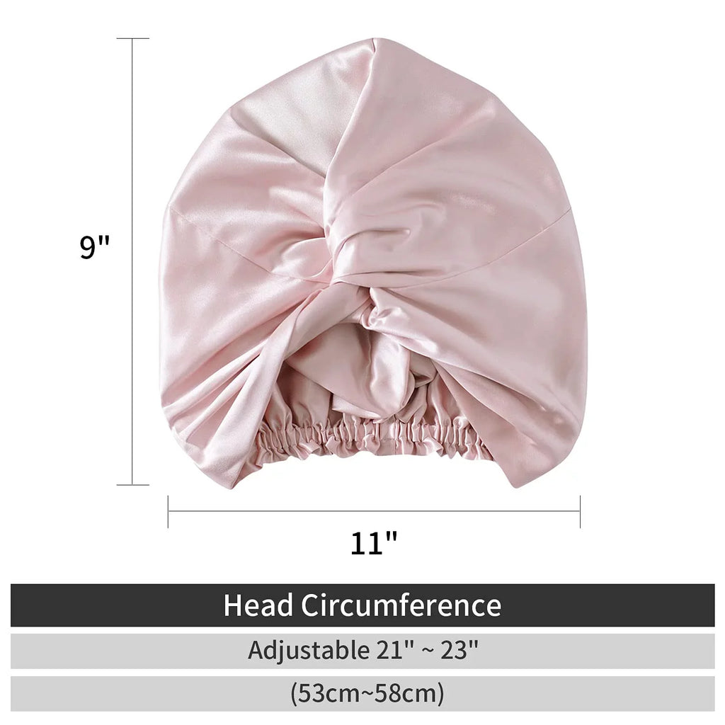 Stay Mulberry Head Cap Caps (1Pc, Silk Elastic 100% with Silk 22 Night on Hair Care, Sleeping Women PINK) Natural for
