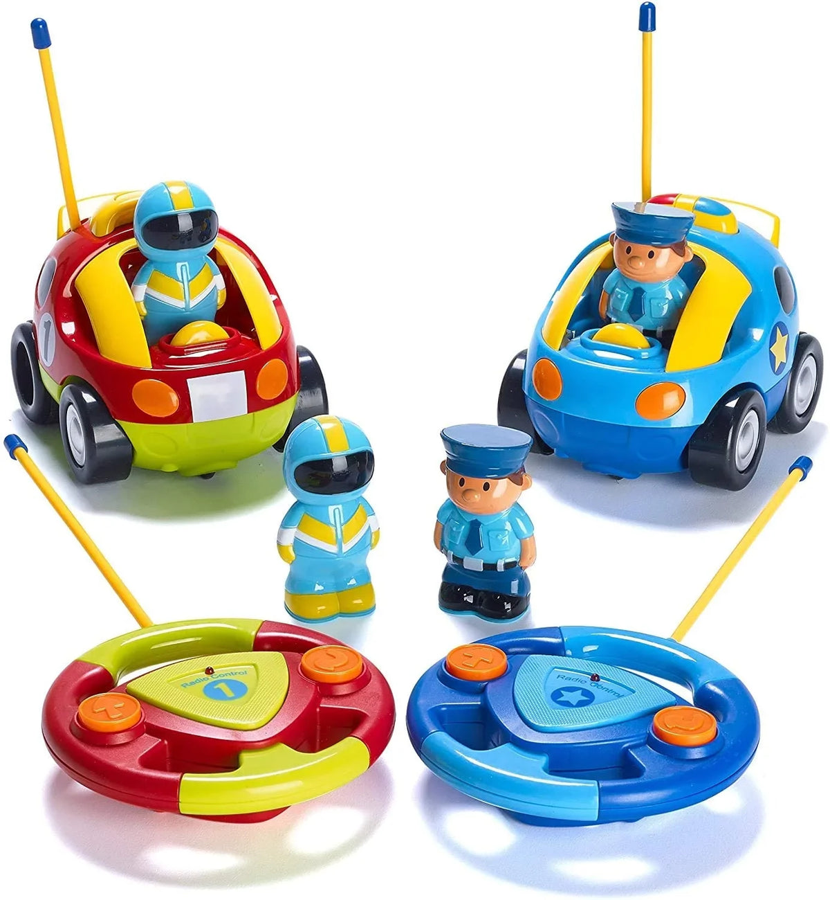 Gifts Race with Ages for Can Race Remote Boys, Cars So Toys Boys Prextex Different for 2-4 Car 2 Cartoon Car Both Pack - & Kids, Girls Police Toddler - RC Together Control | Frequencies and - Each
