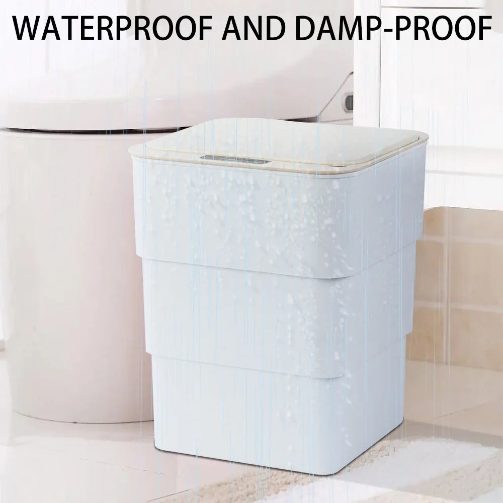 Aromatherapy Automatic Trash with Holdpeak Garbage Can, White Office, Mode Bathroom, Kitchen, Gallon Folding Touchless 18L/4.8 for Can
