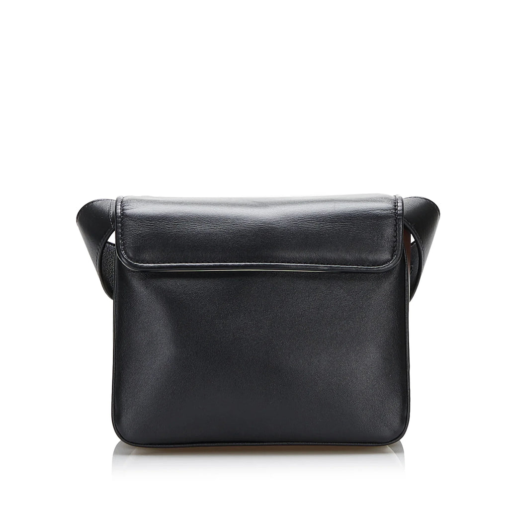 ID Authenticated Pre-Owned Leather Fendi (Good) Black Unisex Bag Calf Crossbody Small