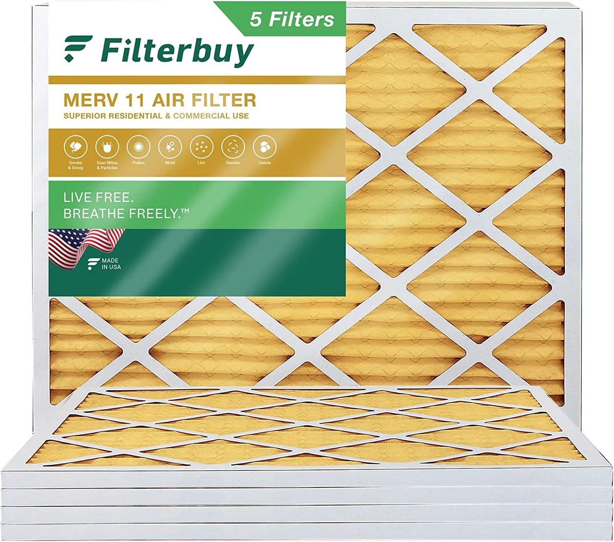 Pleated (5-Pack) Furnace Air HVAC 11 Filters AC 16x20x1 MERV Filterbuy