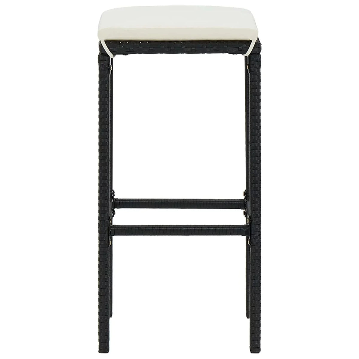 Bistro, Storage Backyard, Piece Patio Set Shelf Dining Pub, for 2 Terrace, Cushioned Rattan Set Garden Table 3 Chairs and Stool Black Bar with Dcenta Poly