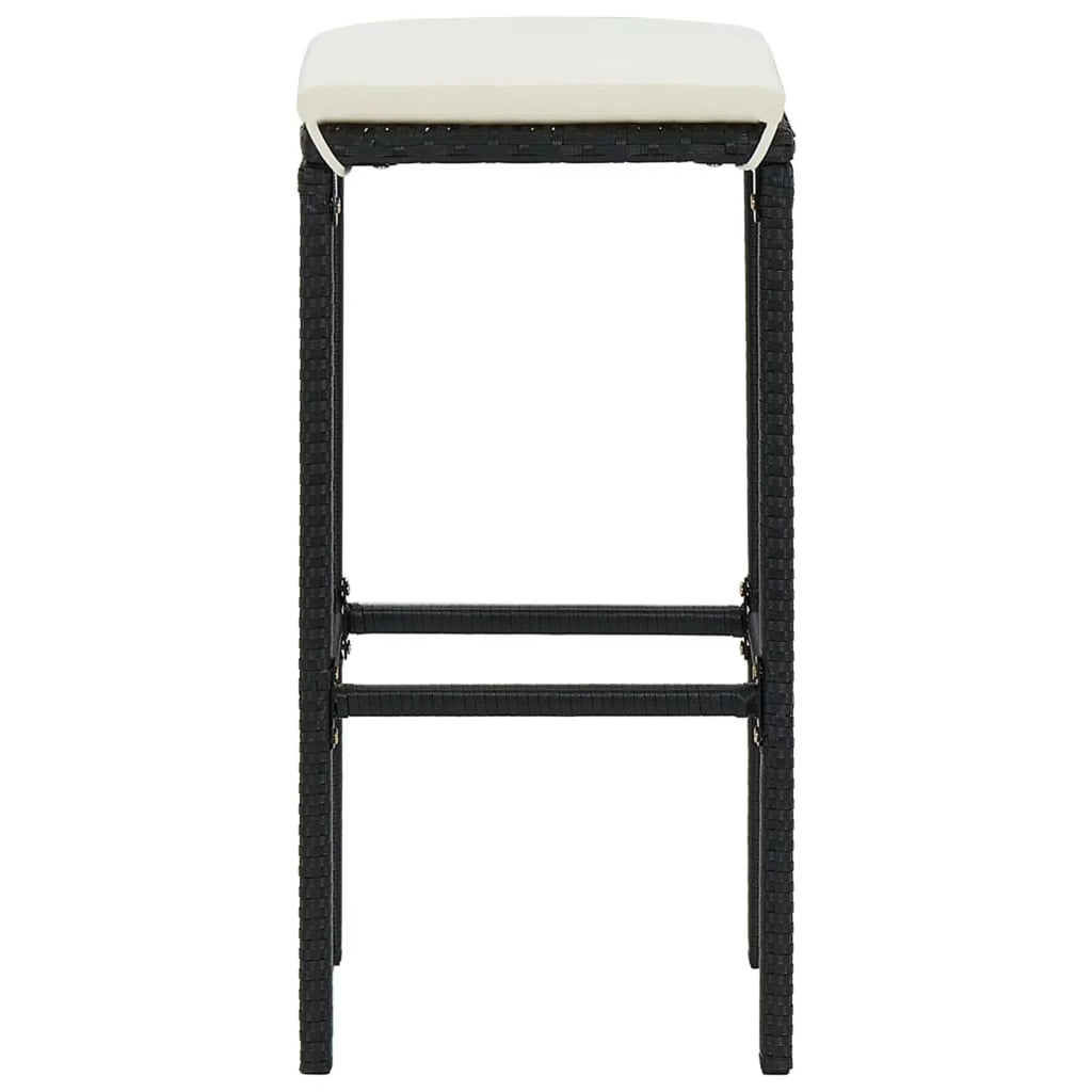 Set exterior Garden Dining Chairs Shelf Cushioned Bar Pub, Set Anself Rattan Backyard, for and Storage with Table 5 Black Bistro, Poly 4 Patio Stool Terrace, Piece