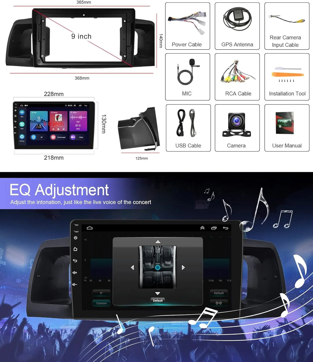 '+ USB Mirror Corolla Toyota Bluetooth 2007-2012 Car Radio for Android with THONZER Touch Stereo 1G+32G Screen SWC WiFi Inch Carplay, Rimoody Camera 9 Car Link Wireless GPS FM RCA ex Backup