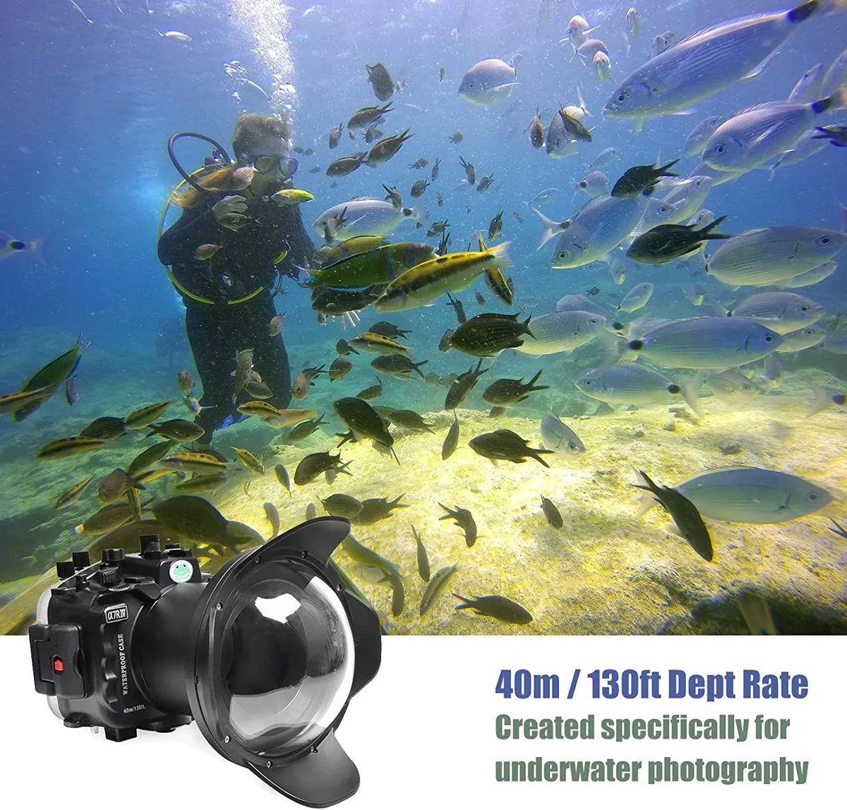 Kit Underwater G Inch Dome Compatible 16-35mm Case ILCE-7R IV 12-24mm A7R F3.5-5.6, Seafrogs Port Housing F4 F/4 Waterproof 28-70mm 6 A7R4 with w/ for FE Lens-Black [40M/130FT] IV
