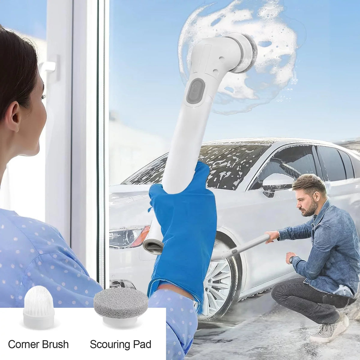 Replaceable Heads Tile, Spin Cordless Scrubber, Floor 6 Cleaning Fixdono Electric Scrubber for Bathroom Brush, Cleaning Bathtub,