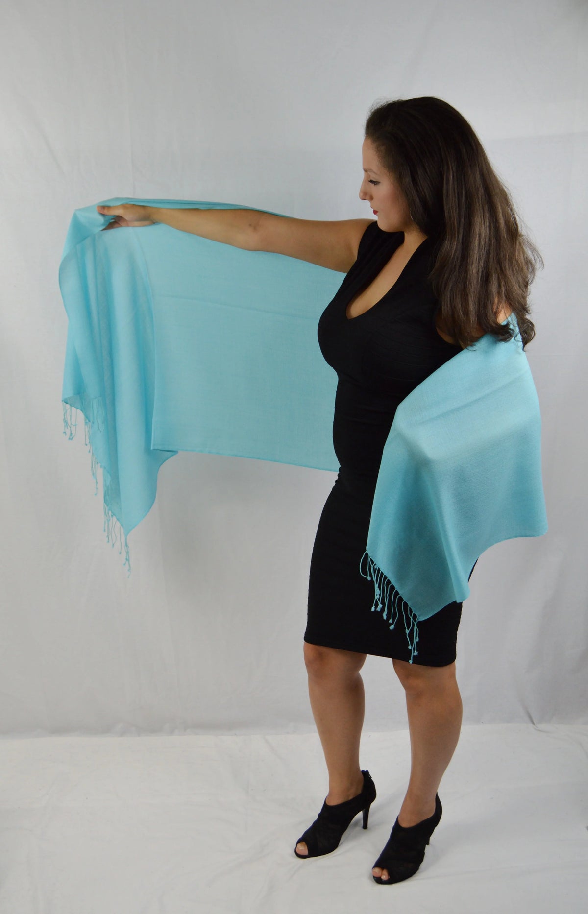 Shawl/Scarf/Scarves Pashmina Fancy Shawl/liquid Shawl/Summer Shawl/Evening Blue (Tiffany weight Regular Shawl) Shawl/Sheer Shawl/Light Shawl/Pashmina