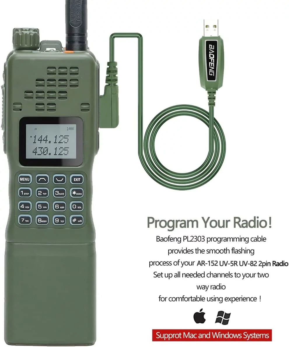 Cable mic,18.8 Programming Bag with Rechargeable Cable,AR-152 Antenna,USB AR-152 Long inch ABBREE&BaofengAR-152 Way Range Walkie Foldable Charger Radio and Kit Talkie 10W Full Tactical Shoulder Two