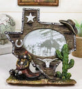 Picture Boot 4"X6" Rustic State Longhorn Cactus Cowboy Map Western Texas Frame
