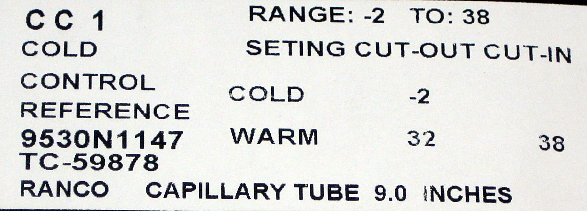 Control Robertshaw CC-1 Cold Universal